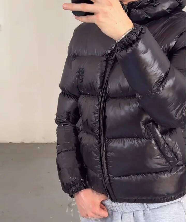 Men Hip-Hop Street Style Silver Camo Minimalist Gold Coin Embroidered Logo Winter Fashion Zipper Down Jacket W260626 - view 5