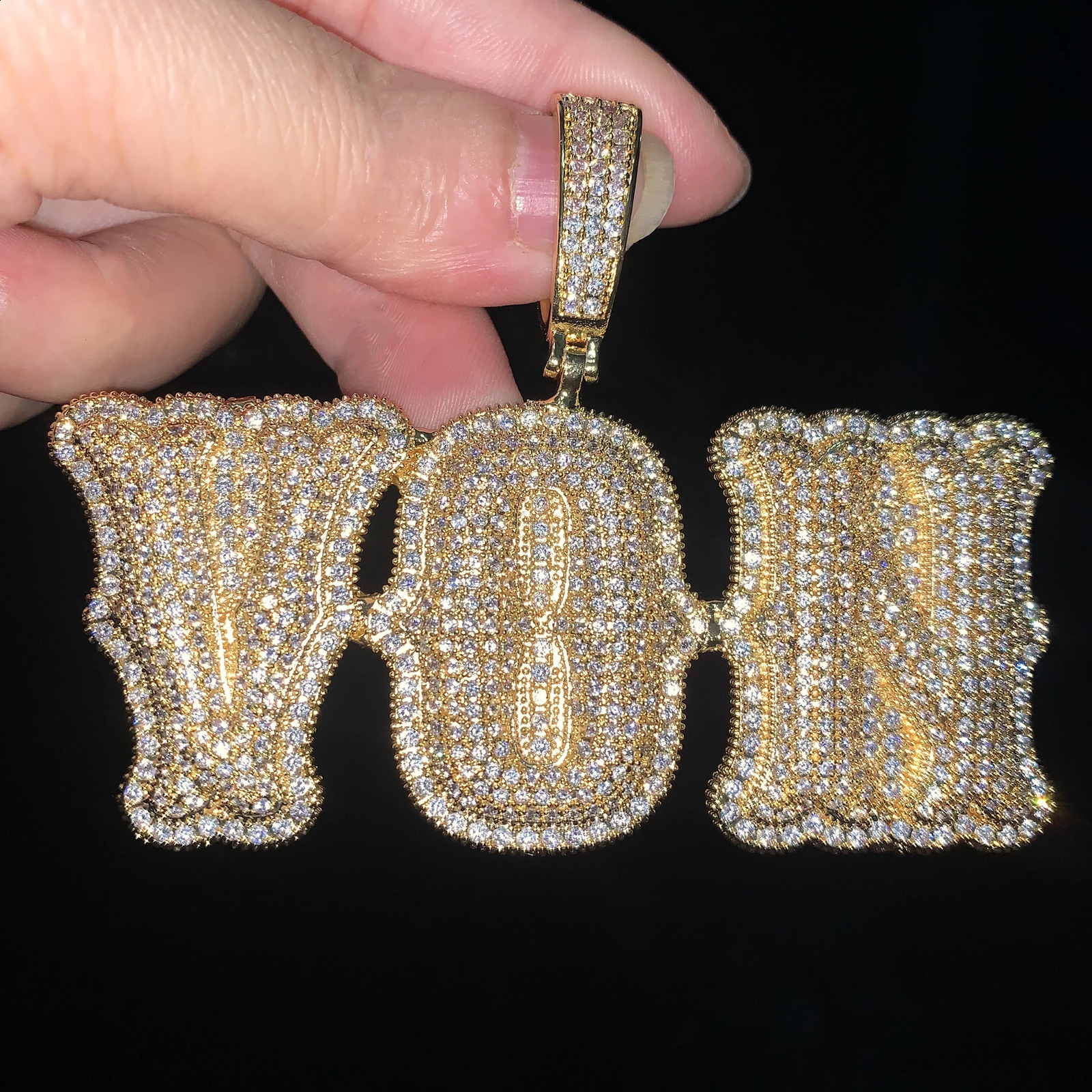 Custom Letter Name Pendant With Iced Out Zirconia Gold Silver Color Necklace Men Women Hip Hop Rock Jewelry 260615 - view 7