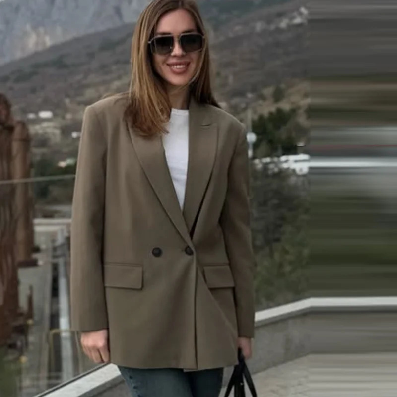 HXAO Womens Blazers Office Wear Long Blazer Spring Sleeve Solid Women Oversize Jacket High Quality 260625 - view 3