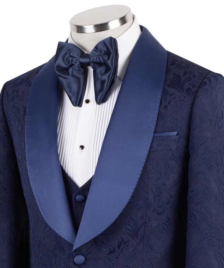 Fashion 3 Pieces Jacquard Men Suits Shawl Lapel One Button Prom Wedding Tuxedos Customized Formal Party Groom Wear - view 3