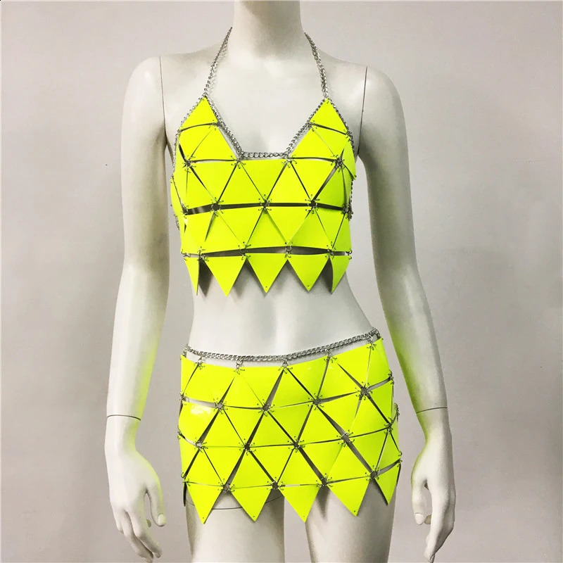 Sexy Backless Camis Hollow Out Mini Skirts Musical Festival Rave Beach Party Outfits Punk Goth PU Leather Wetlook 2 Piece Sets 260625 - view 6