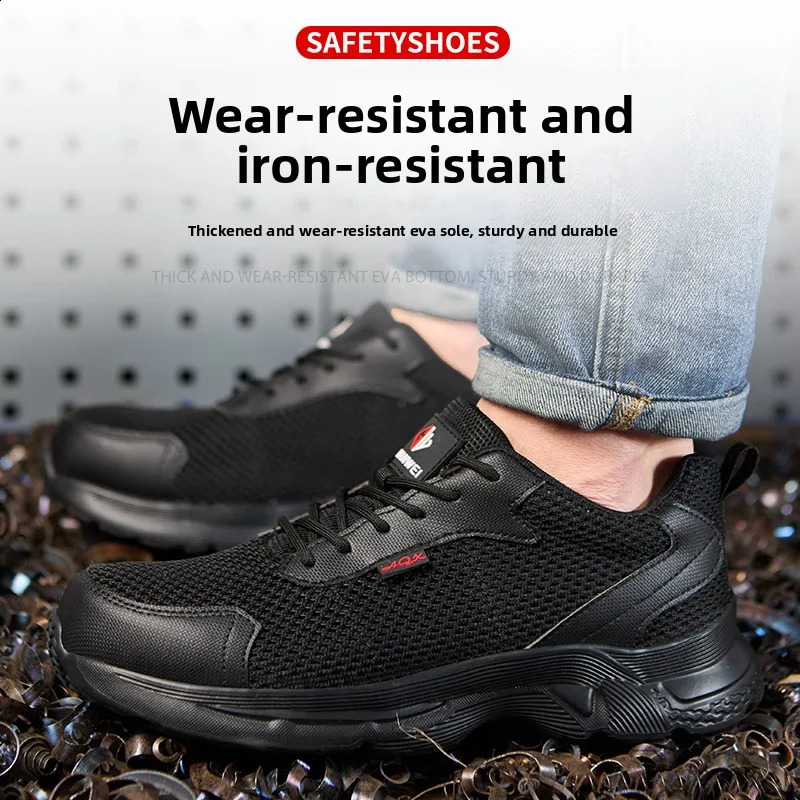 anti puncture men safety shoes summer breathable mesh work industrial plastic toe sneakers construction insulated 260626 - view 6