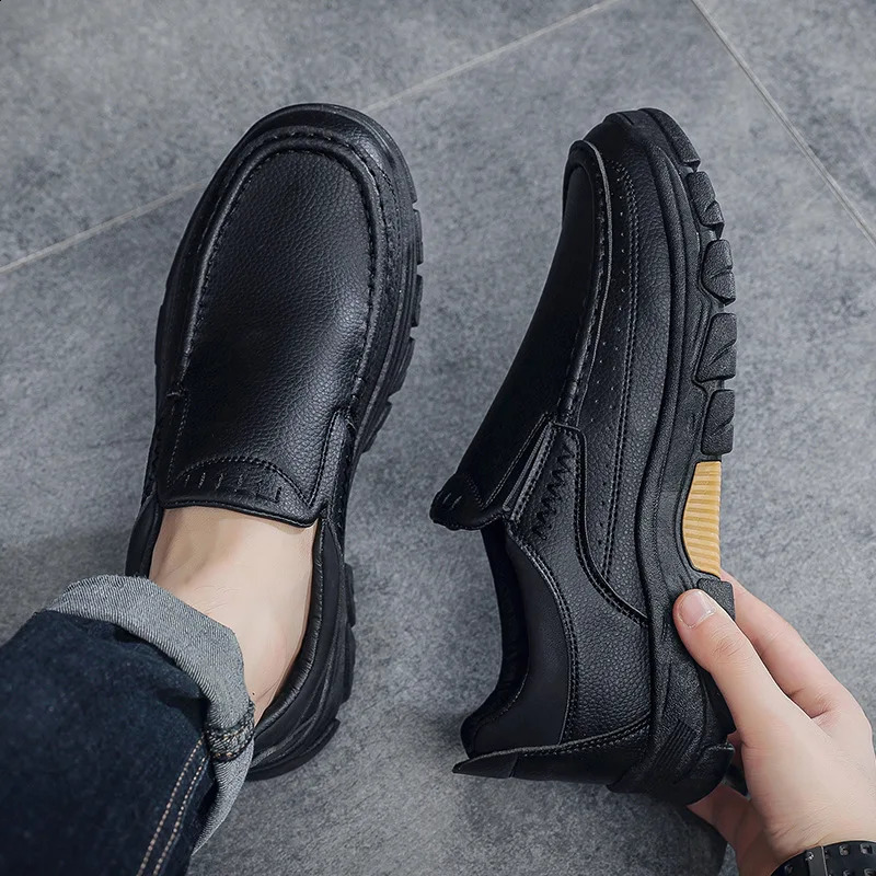 Spring Autumn Mens Casual Shoes British Middle aged Dad Fashion Business Leather 260624 - view 7