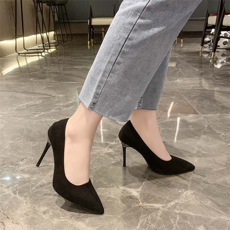Women Mid Heeled Sandals Black 6-8-10cm Pointed Thin Heeled Baotou Banquet High Heeled Shoes Womens Shoes Tacones Mujer 260625