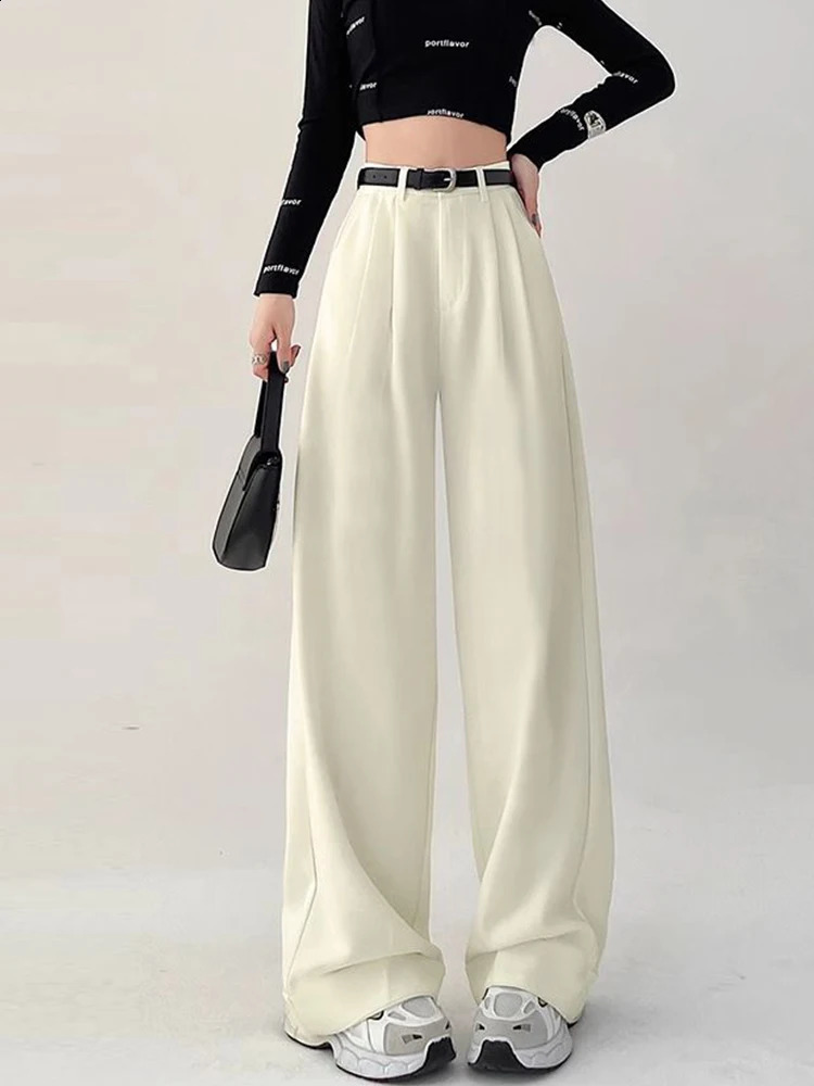 Botvotee Causal Suits Pants for Women Office Elegant Chic Wide Leg High Waisted Black Trousers with Belt Streetwear Y2k Fashion 260625 - view 6