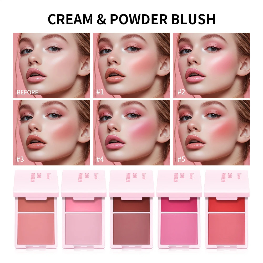 Blush Juvias Cream Powder Matte Blush Makeup Rose Pan Long-lasting Wearing High Pigment Natural Matte Blush Duo Coics 260625 - view 7