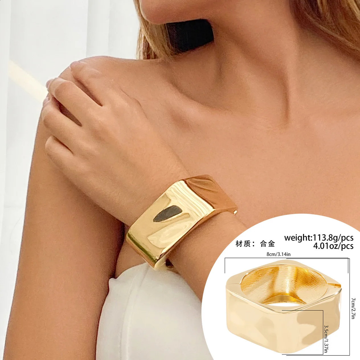 KMVEXO Exaggerated Alloy Open Cuff Bracelet Bangle For Women y Big Bracelets Gold Silver Color Manchette Grunge Jewelry 260623 - view 6