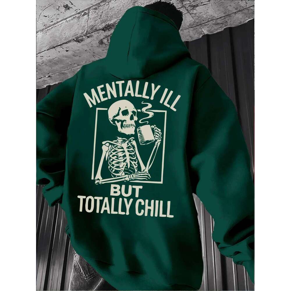 Men's women's American street retro skull elements fun letter fashion hoodies, essential, with soft and warm lining W260626 - view 5