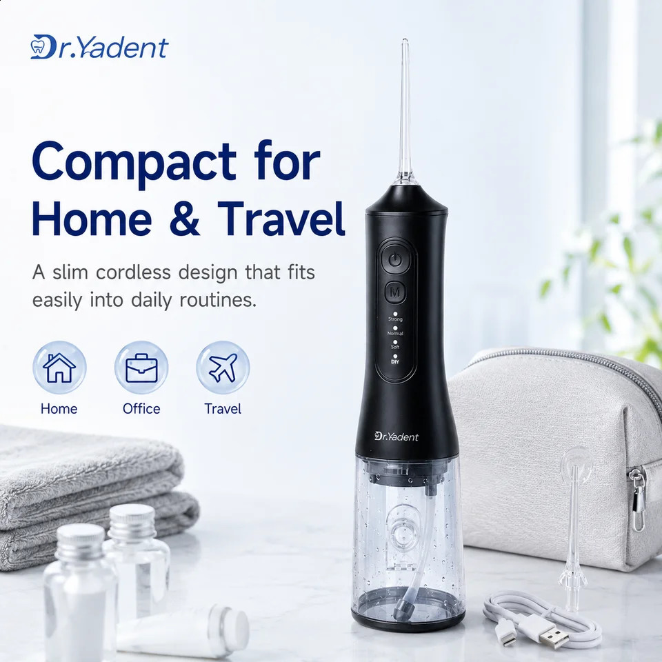 DrYadent YD06 Oral Irrigator Flosser 300ML Large Capacity for Road Trips 4 Modes with DIY Pressure 7 Varies Nozzle Water Jets 260626 - view 6