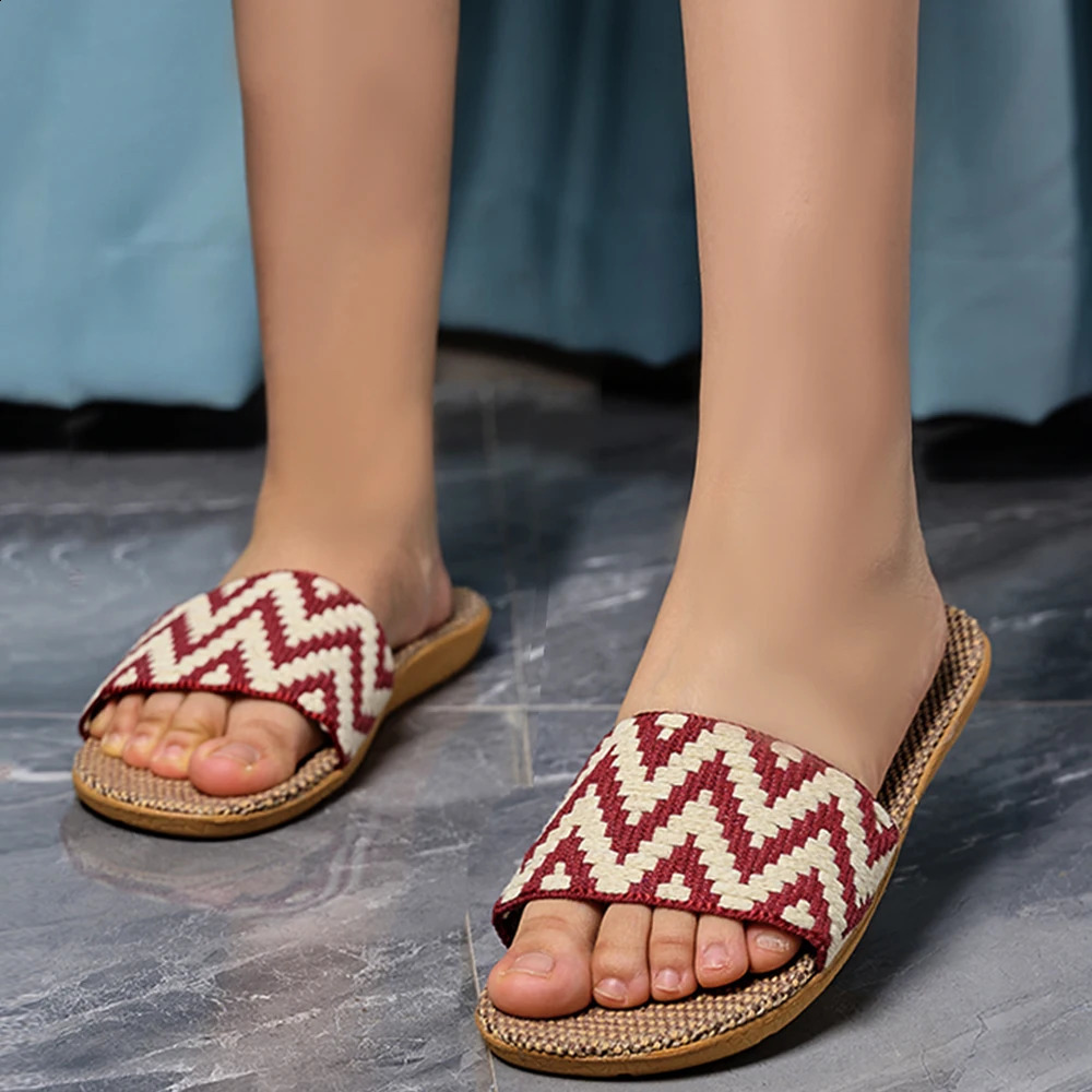 Summer Flax Slippers Women Casual Linen Slides Multi-Style Non-Slip EVA Home Flip Flops Indoor Beach Shoes Female Sandals 260624 - view 6