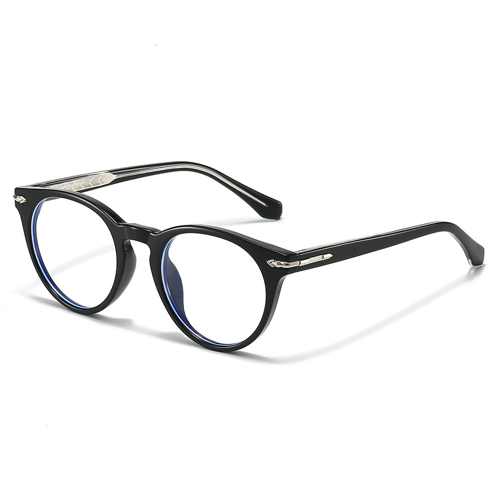 2026 Retro Round Fashion Eyeglass Frame European And American Simple Versatile Exquisite TR Material Pin Insert Flat Lens Glasses - view 1
