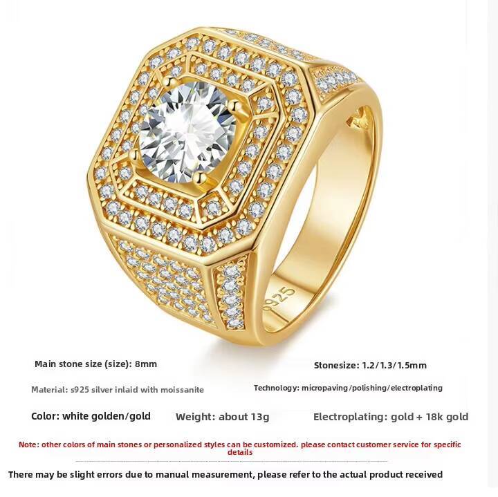 Seven Color Moissanite Rings Gra Certified 925 Sterling Silver Mens Classic 18K Gold Plated Brilliant Cut Prong Setting Custom - view 7