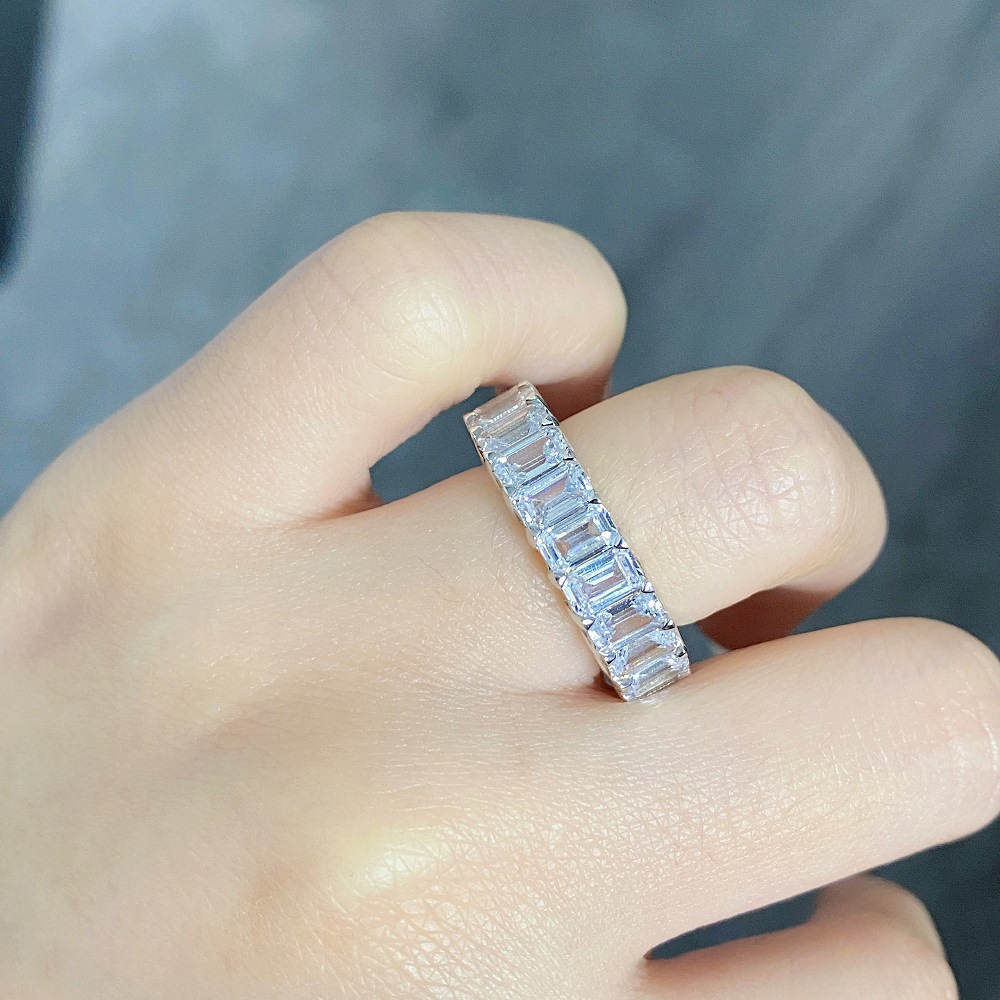 Choucong Ins Top Sell Wedding Rings Tennis Luxury Jewelry Real 100% 925 Sterling Silver Emerald Cut High Carbon Diamond Promise Stackable Women Bridal - view 7