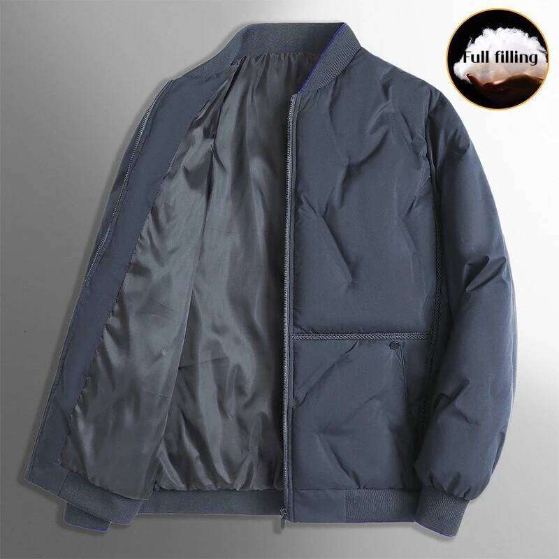 New Men's Light Luxury Down Lightweight Short Bomber Jacket for Business Middle Age Men Winter Warm Zip Up Outerwear W260626 - view 4