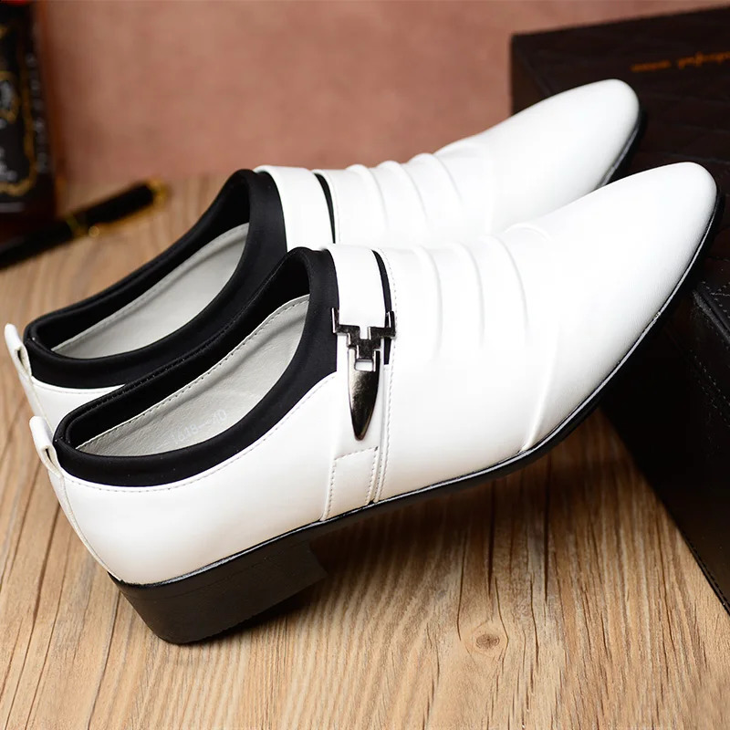 Classic White Men Dress Shoes 2024 Casual Business Leather for Point Toe Wedding Formal Size 260624 - view 4