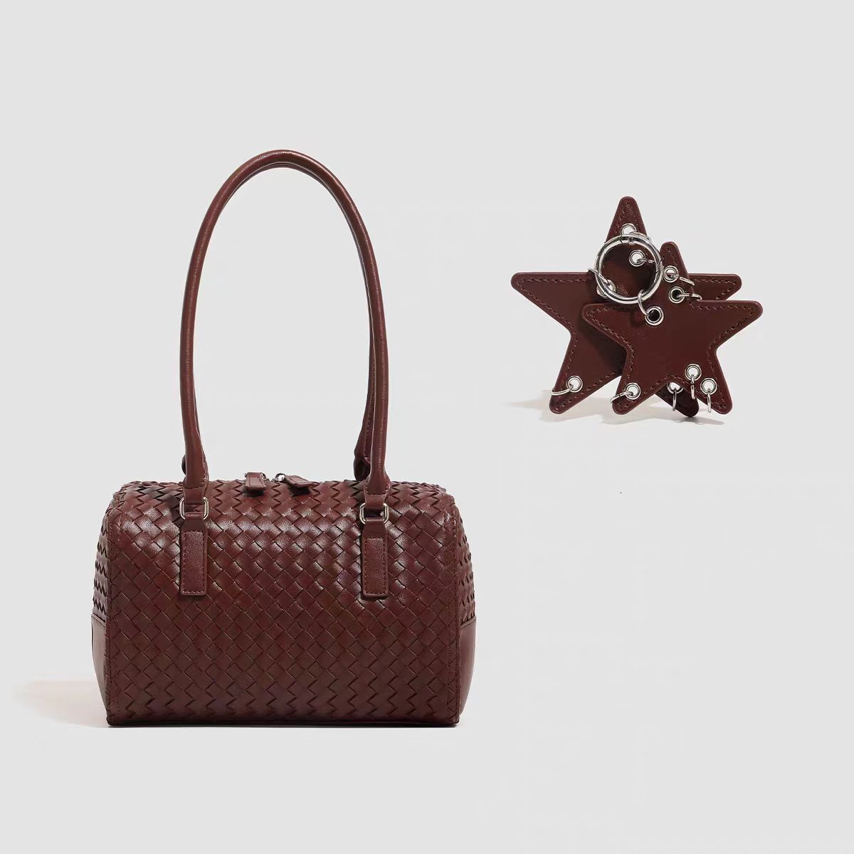 Hand-Woven Star Tote Bag, Casual Laid-Back Style, Large-Capacity Shoulder And Underarm Bag For Commuting Underarm Bag Vintage Fashion - view 3