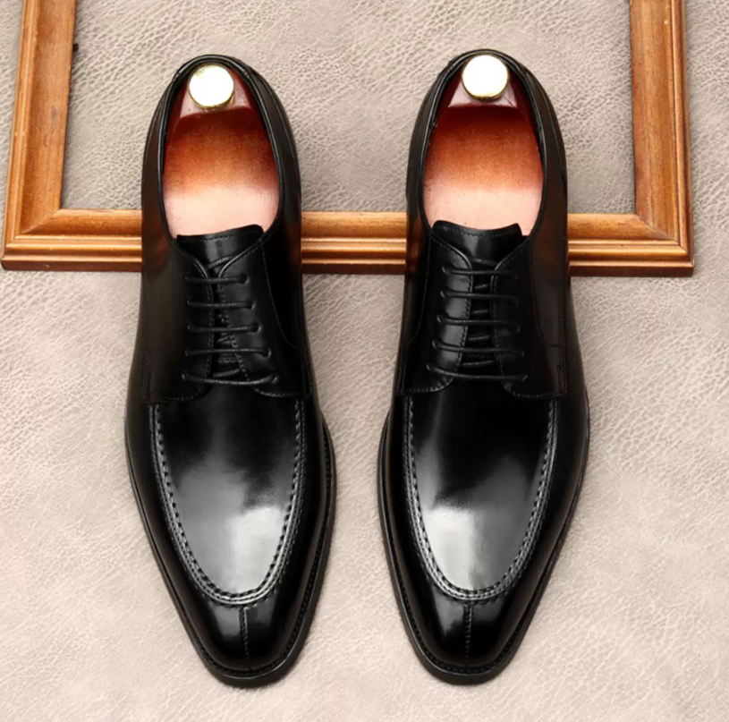 Men Genuine Leather Oxford Shoes Hand Polished Pointed Toe Business Formal Dress Shoes Luxury Wedding Leather Shoes For Male Office Party Footwear - view 4