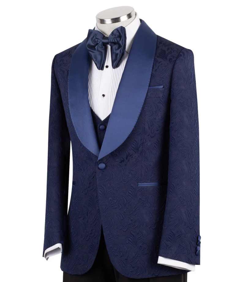 Fashion 3 Pieces Jacquard Men Suits Shawl Lapel One Button Prom Wedding Tuxedos Customized Formal Party Groom Wear - view 4
