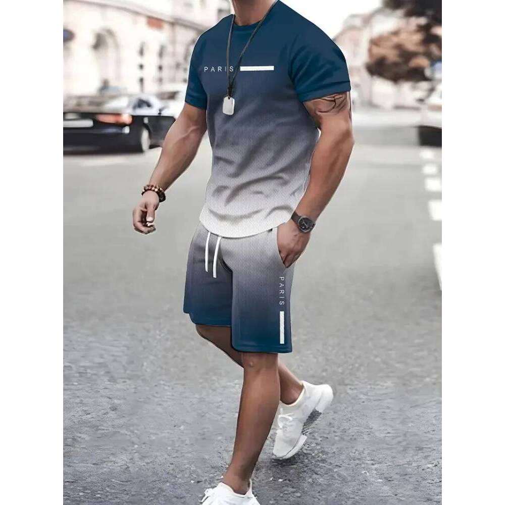 Simple Marble 3D Print Summer Crewneck Top And Shorts Urban Street Fashion Men's Suit Everyday Casual Comfort 26Y0626 - view 4