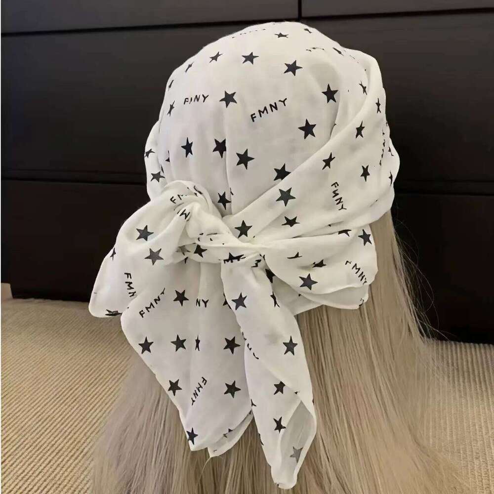 Leisure Style Cotton-linen Star Printed Headscarf Summer Ladies' Trendy and Versatile Square Scarf Fashionable Hair Accessory 26Y06226 - view 4