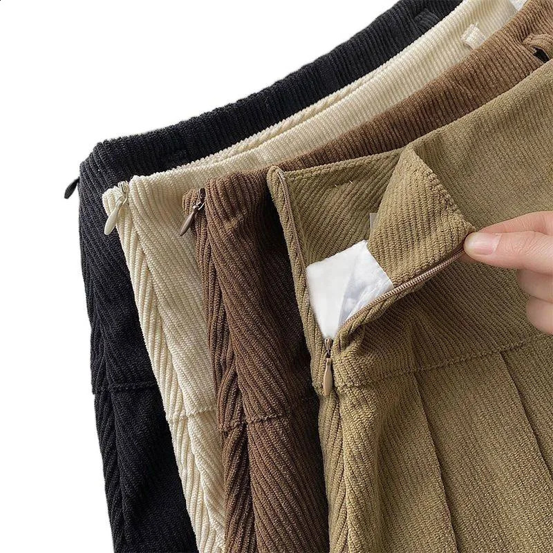 Corduroy pleated skirt womens autumn and winter high waist slimming versatile half college style Aline short 260626 - view 7