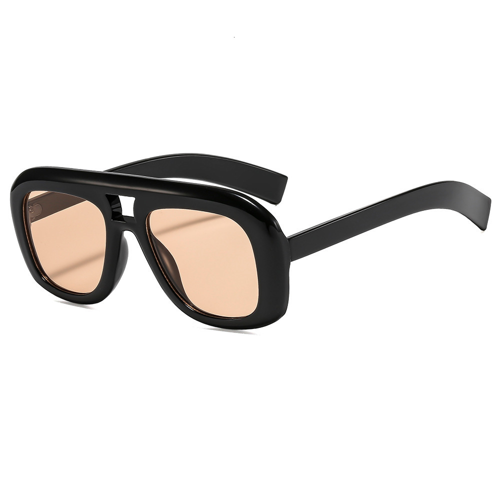 2026 New Square Fashion Sunglasses, European And American Fashion, Popular With Influencers, Double Bridge Simple Plain Sunglasses - view 3