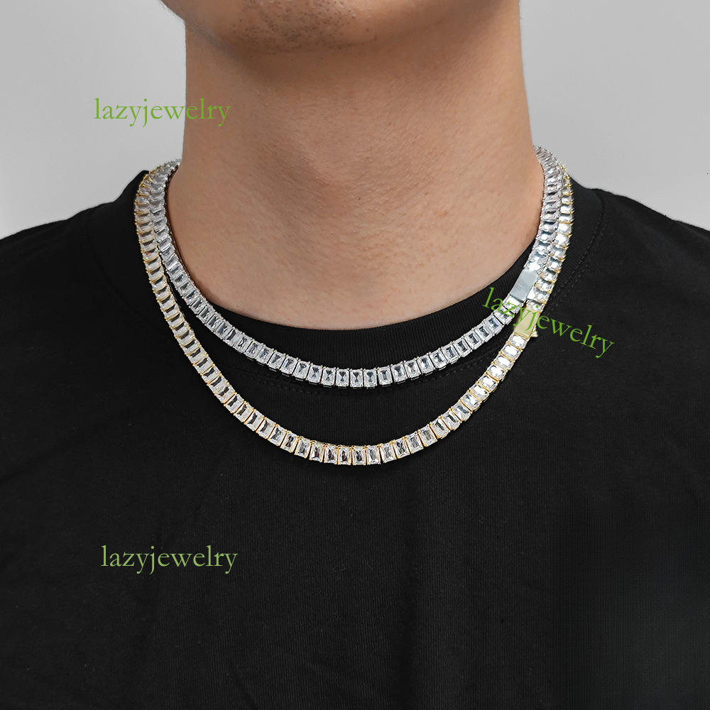 Designer custom 6mmVVS Moissangite Rectangular tennis necklace Full diamond ice crystal Hip Hip Chain bracelet men's necklace - view 8