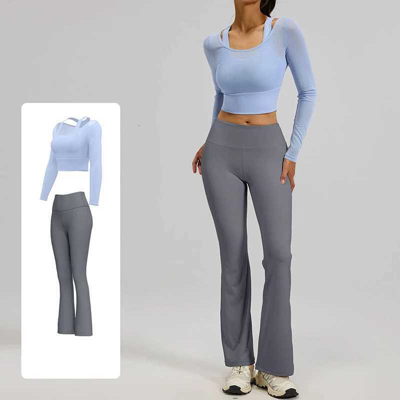 New Womens 2 Piece Spring Yoga Sets with Bra Pads Breathable High Waist Butt Lifting Shockproof Running Workout Sports Suit M260626 - view 3