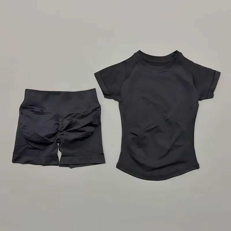 Tight Fitted Short Sleeve Quick-Dry Shorts Yoga Fitness Sports Set for Women High-Elastic Workout Running Gym Yoga Set M260626 - view 4