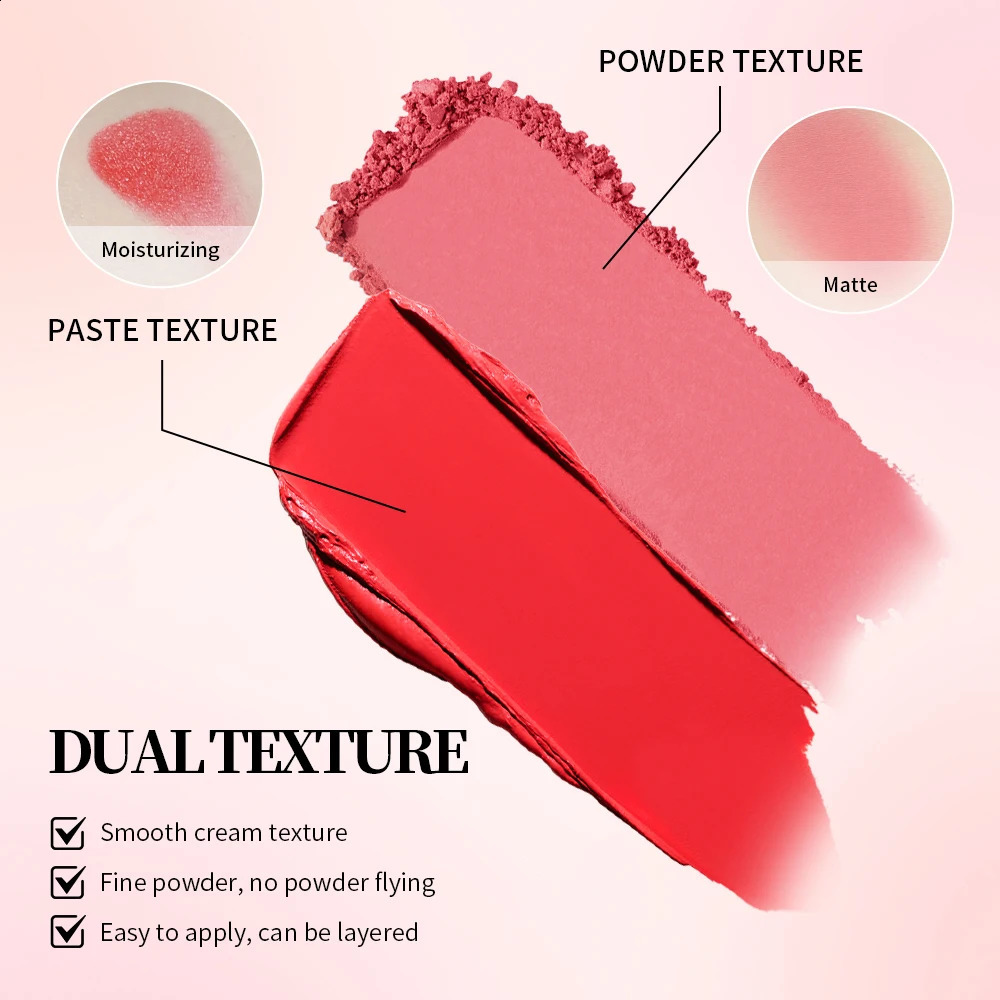 Blush Juvias Cream Powder Matte Blush Makeup Rose Pan Long-lasting Wearing High Pigment Natural Matte Blush Duo Coics 260625 - view 4