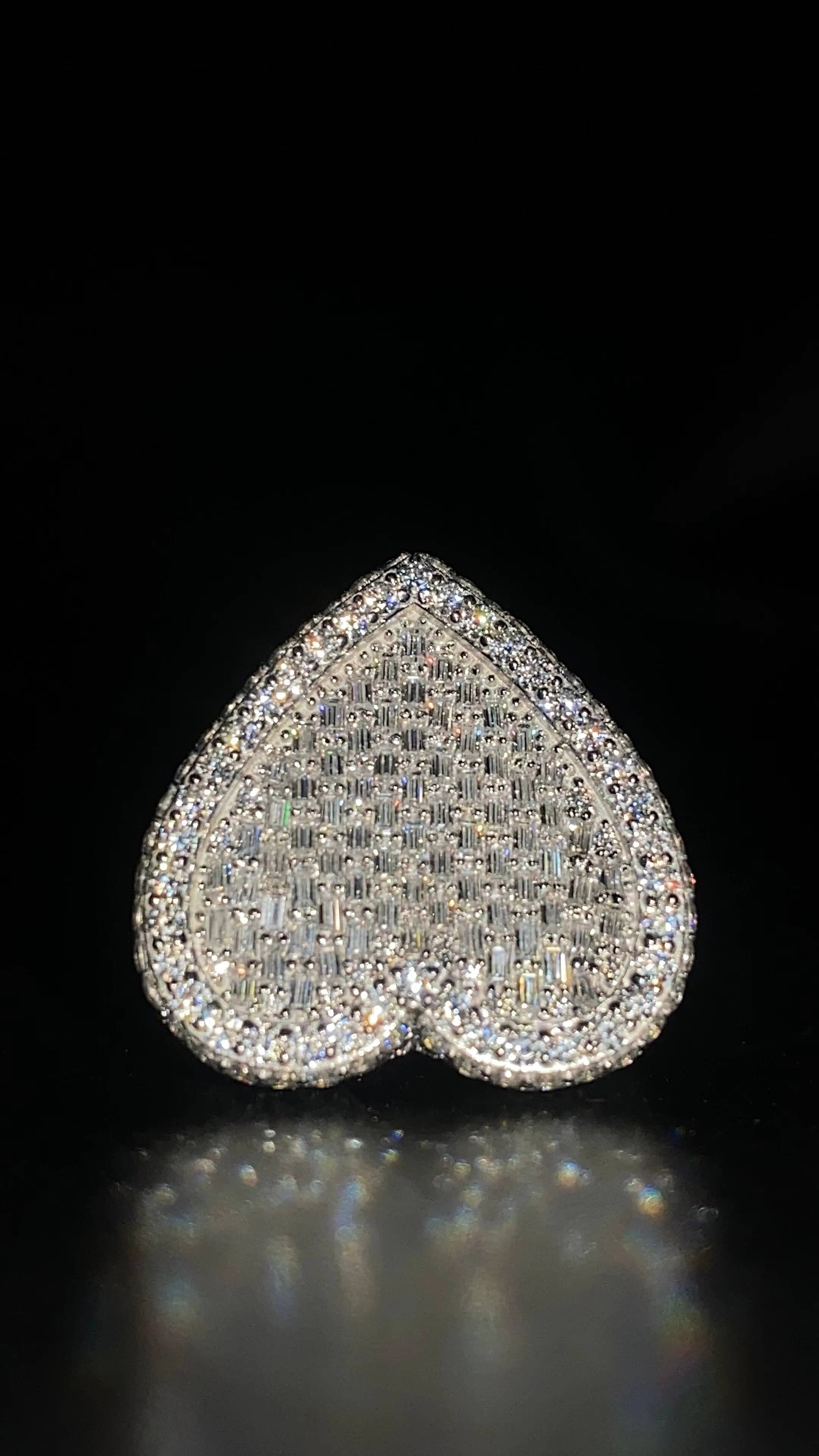 Luxury moissanite heart ring iced out full pave design sparkling stones statement jewelry elegant bold fashion ring - view 7