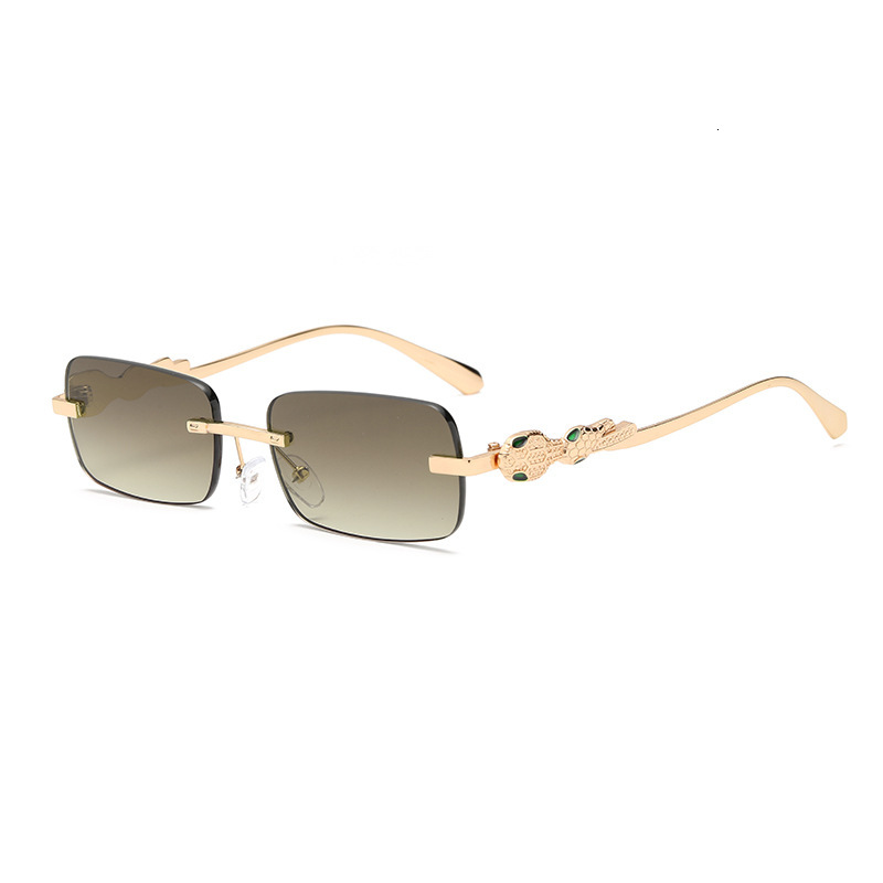 New European And American Style Square Frameless Cut-Edge Sunglasses, Fashion Street Style, High-End Metal UV Protection Sunglasses - view 3
