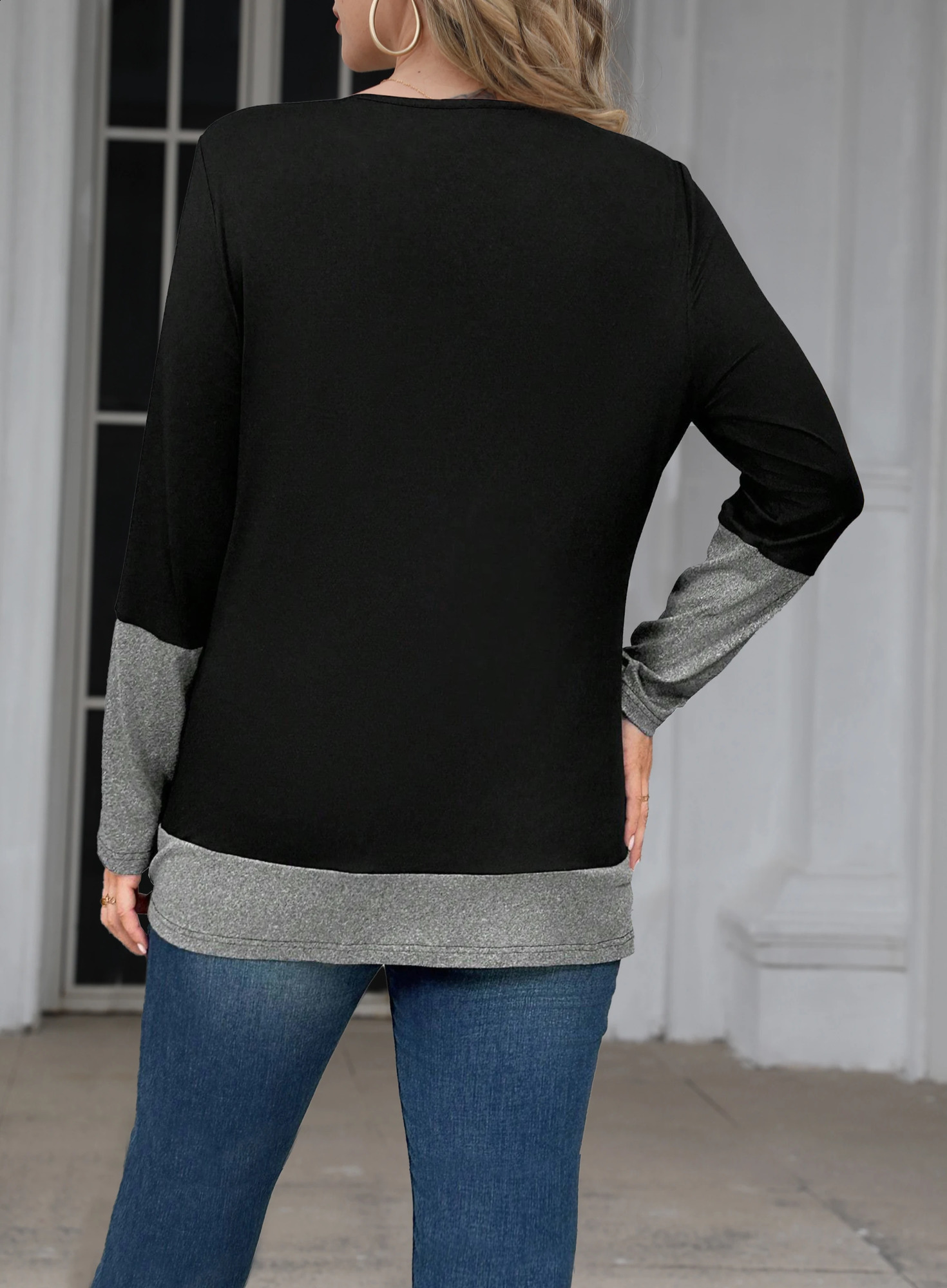 Plus Size Elegant Casual Woman T-Shirt Fashion Loose T-Shirt Woman Temperament Long sleeve T-Shirt Holiday Weekend 260626 - view 4