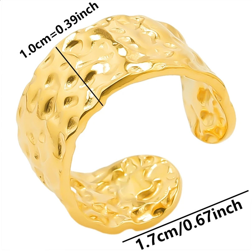 10pcs Hip Hop Irregular Wave Smooth Rings ConcaveConvex Surface Wide For Women Men Gold Color Open Punk Gothic Gift 260625 - view 7