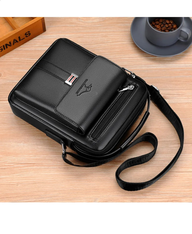 Mens Vintage Faux Leather Shoulder Bag Business Crossbody Bag Multi Pocket Daily Messenger Bag Male Casual Handbag 260626 - view 4