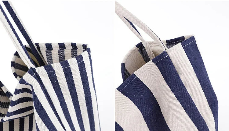 Striped Big Canvas Tote Bag for Women Summer Beach Classical Fabric Soft Large Handbag Female Large Casual Top-handle Bag 260626 - view 6