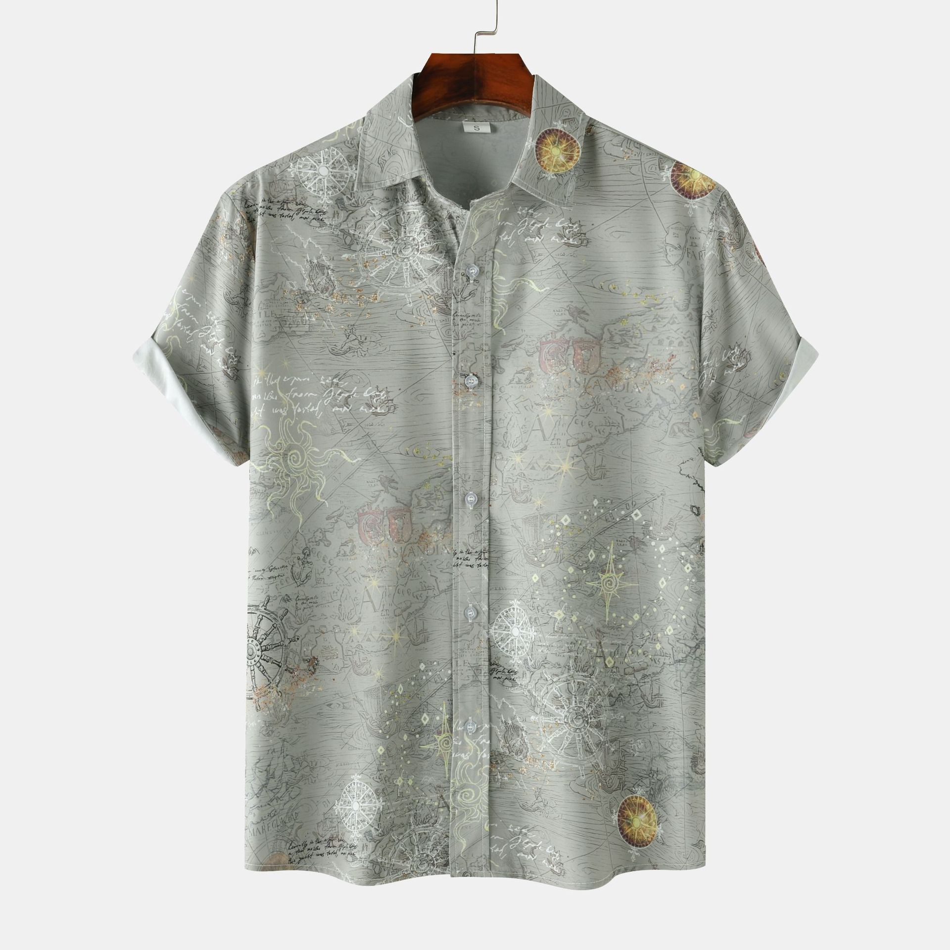 2024 Mens Stand Collar Floral Short Sleeve Shirt - view 8
