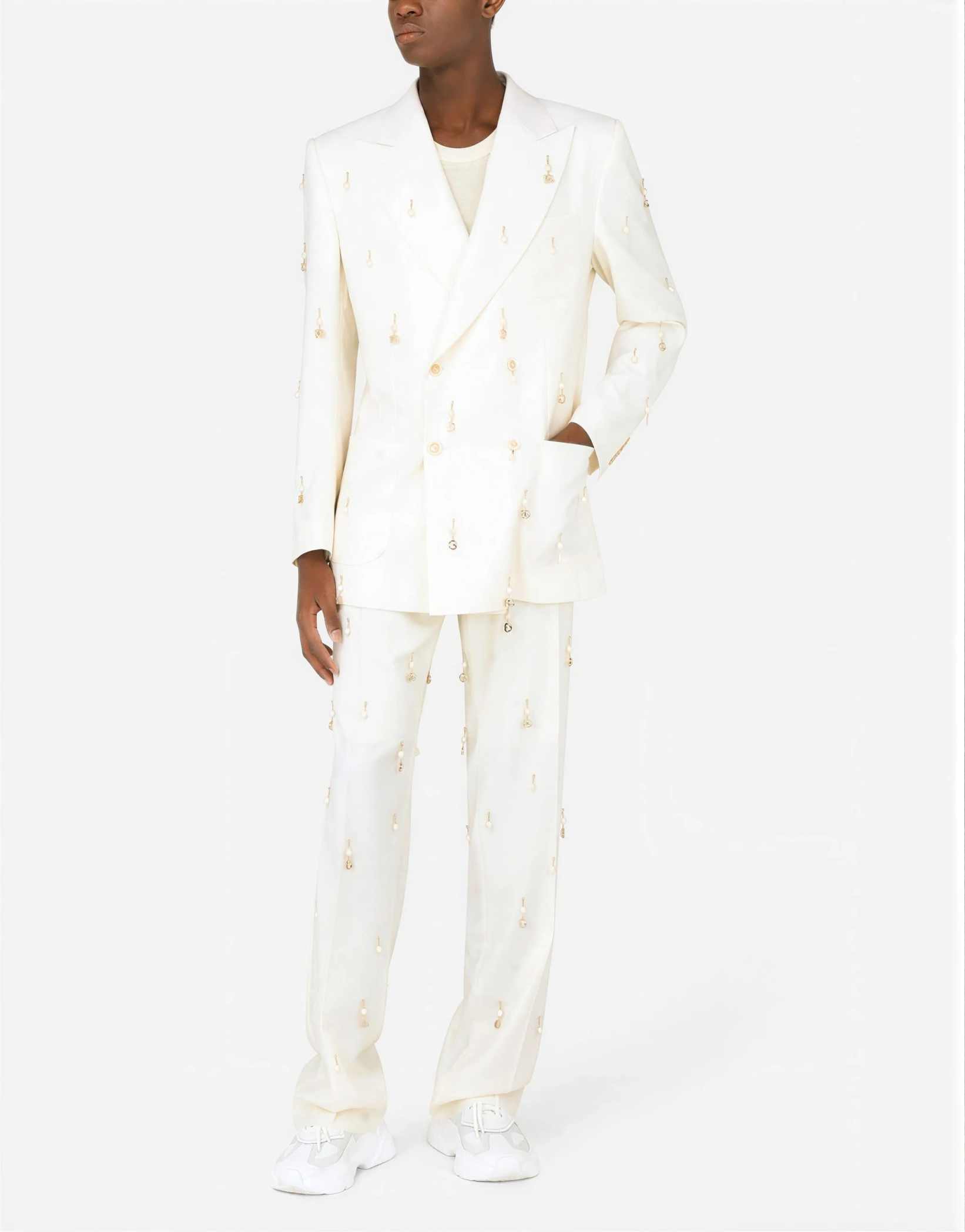 Exquisite Mens Suits 2 Pieces Blazer Pants Double Breasted Tassels Beading Wedding Party Prom Customized trajes de hombre - view 3