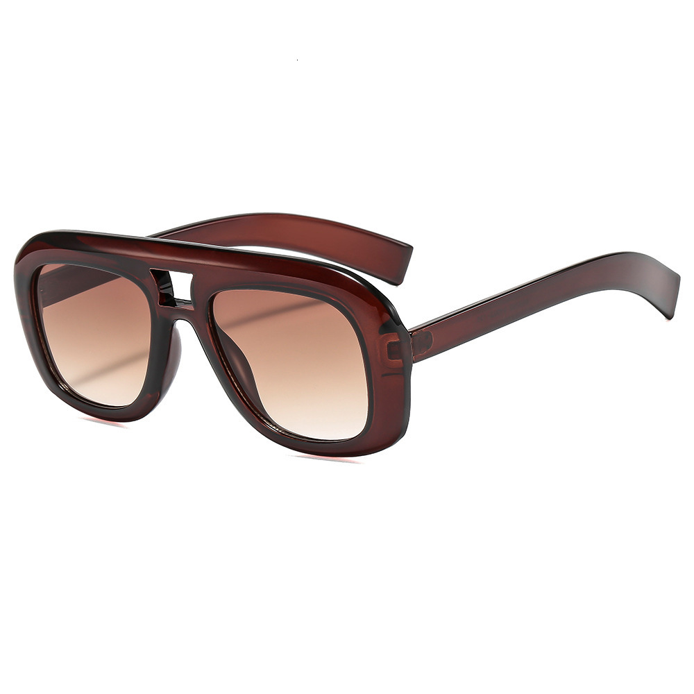 2026 New Square Fashion Sunglasses, European And American Fashion, Popular With Influencers, Double Bridge Simple Plain Sunglasses - view 5