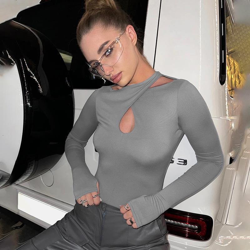 Womens Long Sleeve Bodysuit Womens Sweetheart Cut Out Cross Neck Elastic Tight Fit With Finger Loops For Women Daily Layering Club Party Outfits - view 3