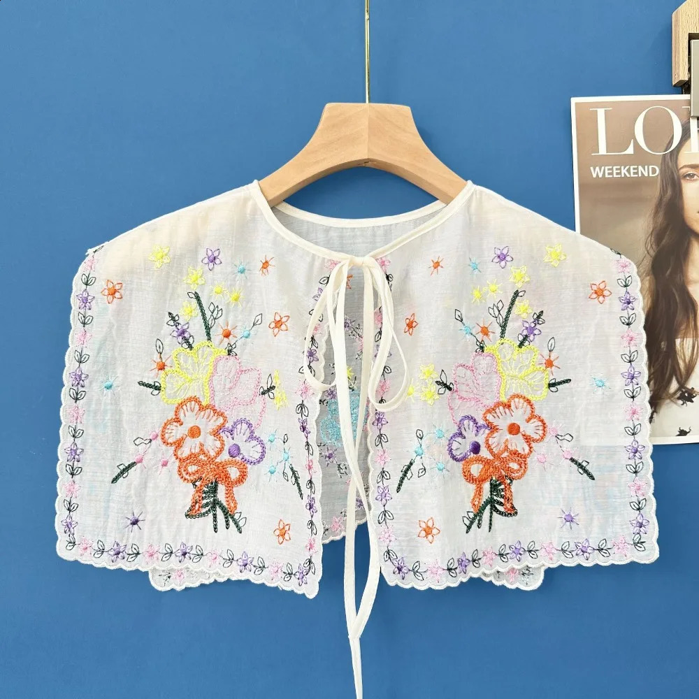 Fashion Embroidery Womens Lace Collar Collar Lace Up Shawl Detachable Shirt Collar Insignia Dress Blouse Decor 260625 - view 5