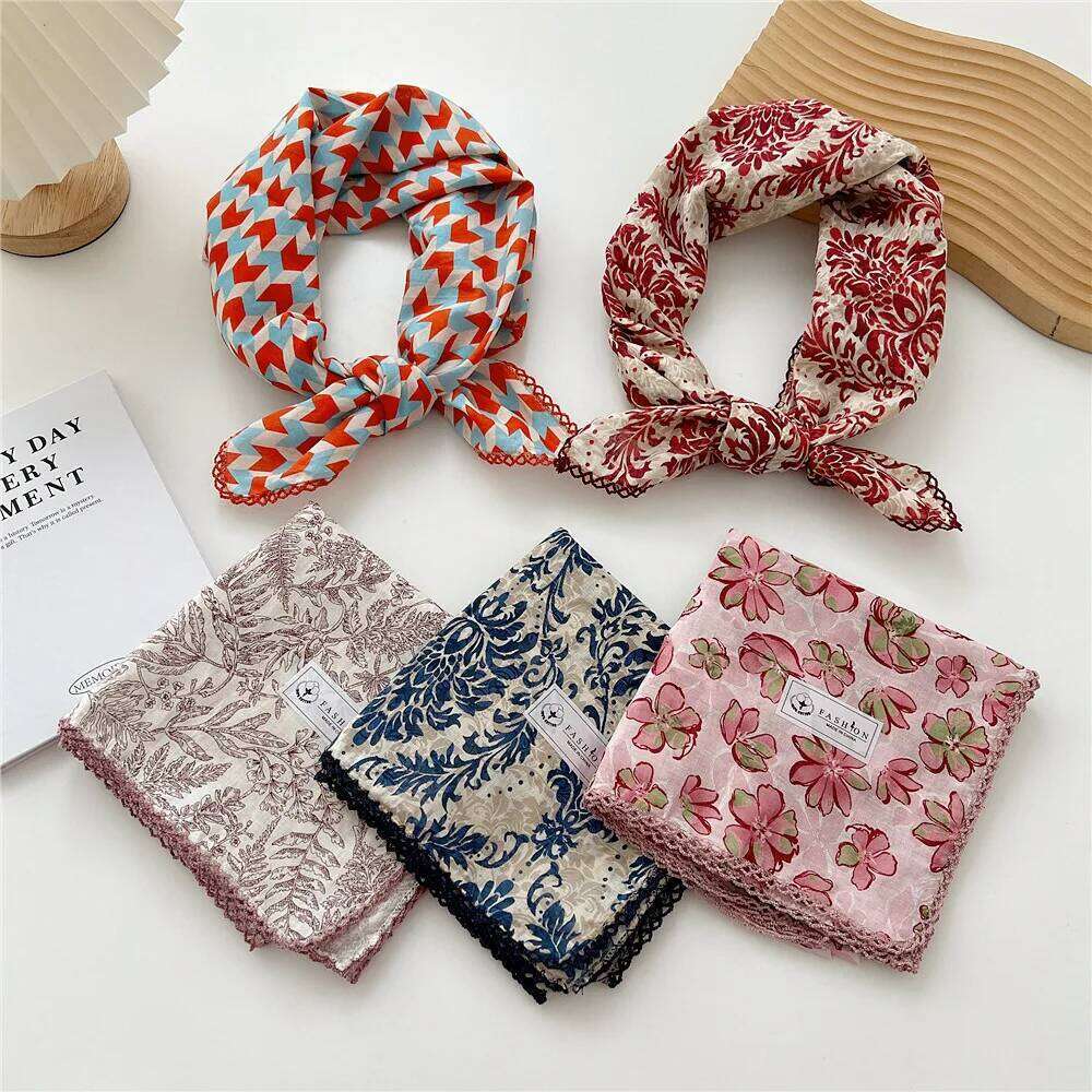70cm Handkerchief Cotton Neck Scarves For Women Small Neckerchief Bag Scarfs Square Headband Cute Bandana Head Hair Scarf Female 26Y06226 - view 4