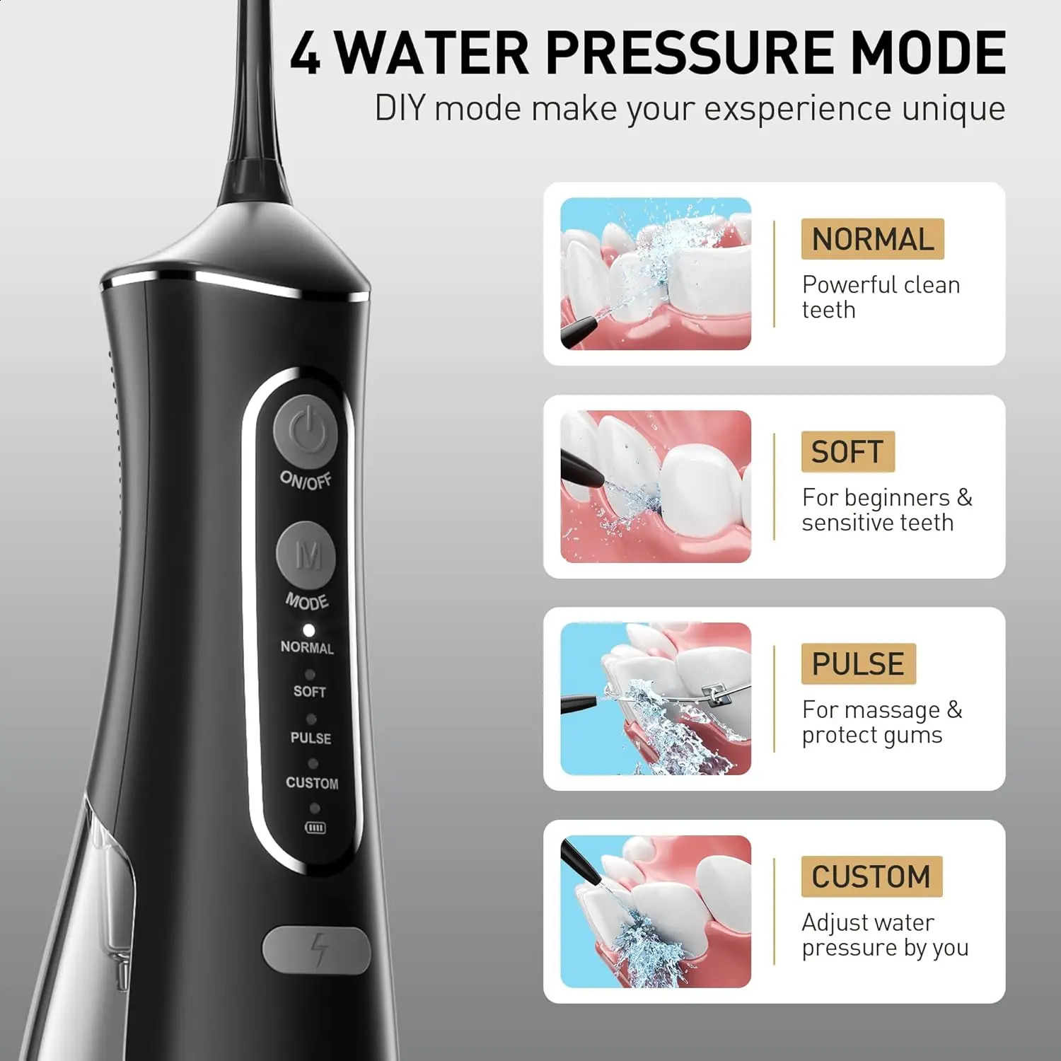 Portable Household Oral Irrigator Rechargeable Water Flosser with 4 Modes And 5 Nozzles for Deep Cleaning Dental Care 260626 - view 4