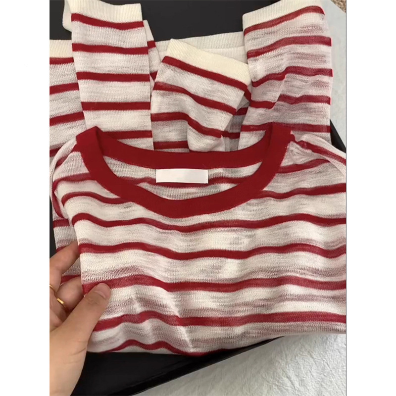 Super Comfortable Flattering~ Skin-Friendly And Breathable Tencel Linen Striped Knit T-Shirt For Women, Sun Protection Cover-Up Sun Protection Clothin - view 5