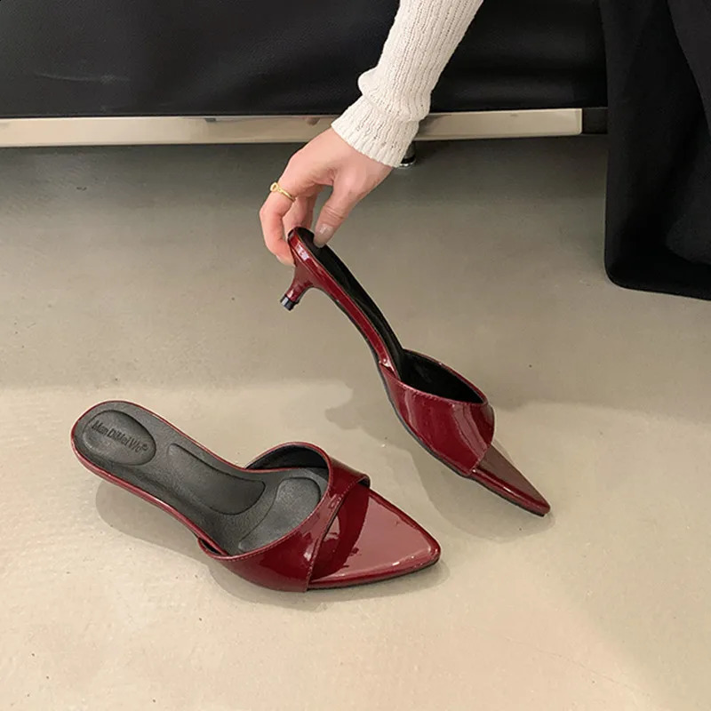 Bailamos Women Slippers High Heels Sandals Sexy Pointed Open Toe Party Summer Shoes Woman Soft Outdoor Slides 260626 - view 6