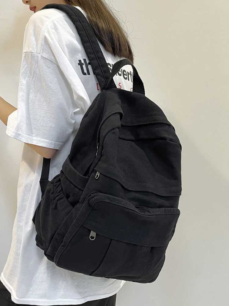 Womens Backpack Girl School Canvas Bag Large Capacity Vintage Backpacks for College Students Casual Female Travel Backpack M260626 - view 4