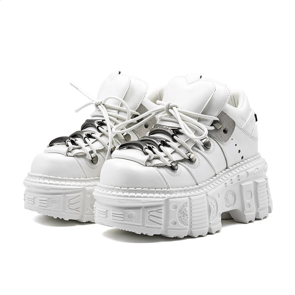Punk Women Platform Ankle Boots Females Rock Round Toe Lace Up Fashion Retro y Shoes Metal Decor Short 260616 - view 4