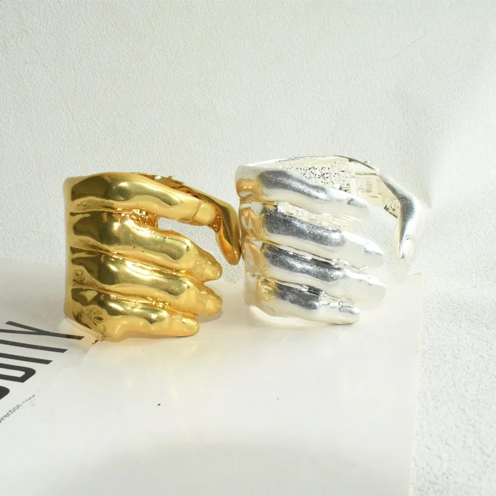 1PC Fashion Vintage Metal Alloy Gold-Plated Hand Style Bracelet For Women Jewelry Exaggerated Party Show Accessory 260624 - view 7