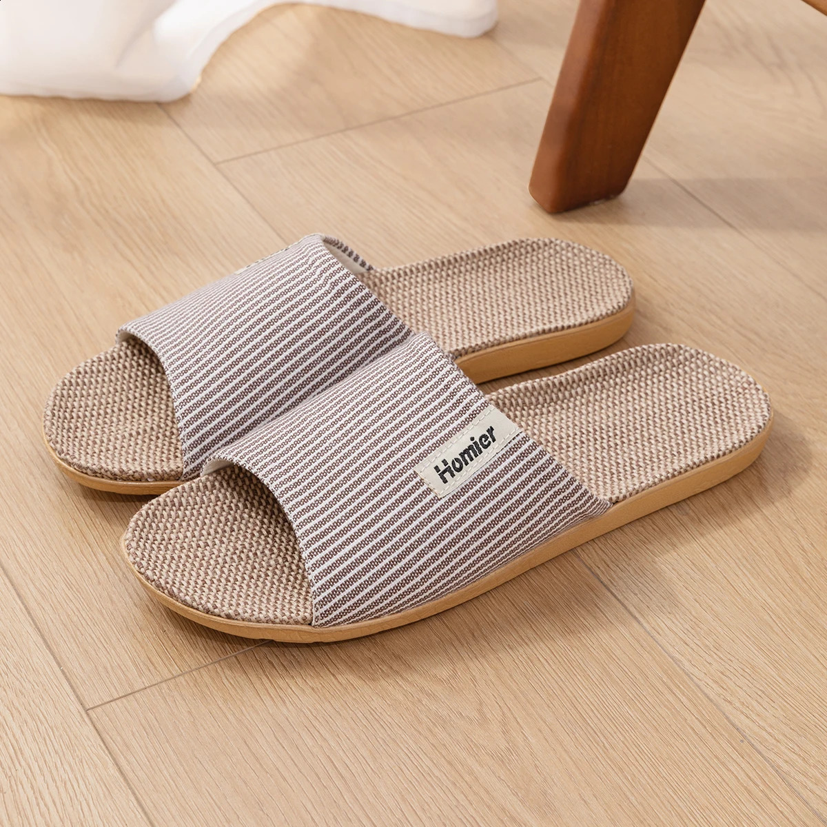 Fabric Unisex Slippers Summer Slip-On Indoor Slippers Non-Slip Breathable Home Slippers 260624 - view 3