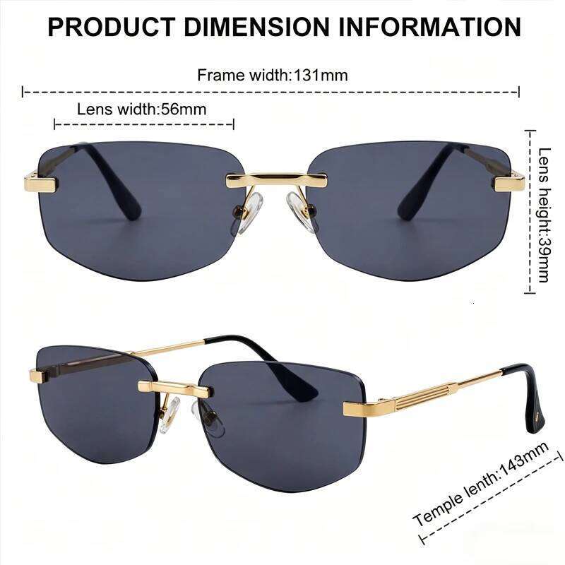 Steampunk Rimless Polygon Sunglasses Women 2026 Luxury Brand Classic Geometric Sun Glasses Metal Driving Fashion Eyewear Shades 26Y0626 - view 7